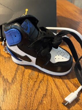 Nike Black & Royal Blue Mini Air Jordan Sneaker Keychain Power Bank